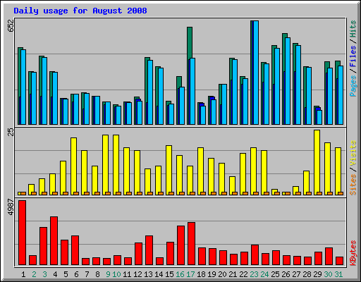 Daily usage for August 2008