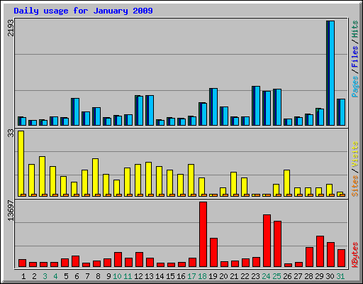 Daily usage for January 2009
