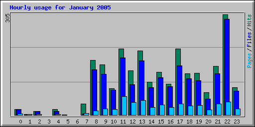 Hourly usage for January 2005