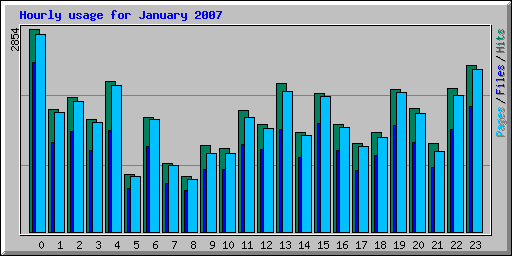 Hourly usage for January 2007