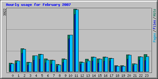 Hourly usage for February 2007