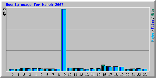 Hourly usage for March 2007