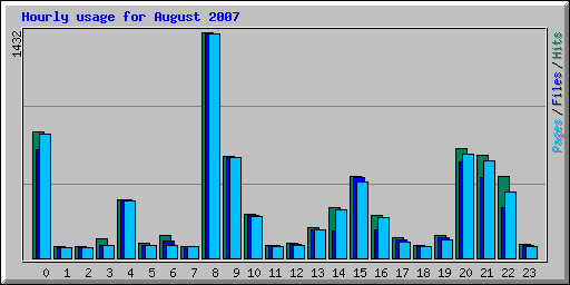 Hourly usage for August 2007