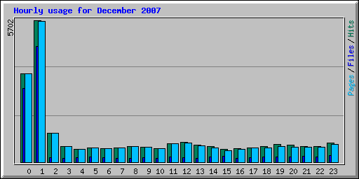 Hourly usage for December 2007