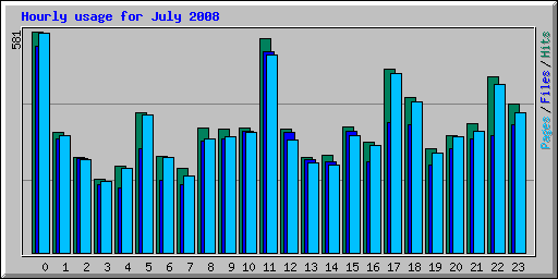 Hourly usage for July 2008
